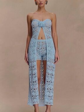 NWT Meshki Aeline Set Crochet in Sky Blue